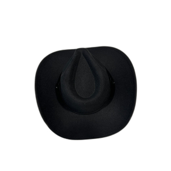NWOT Western Style Black Felt Hat Adjustable Side Under Chin Strap - Picture 2 of 6